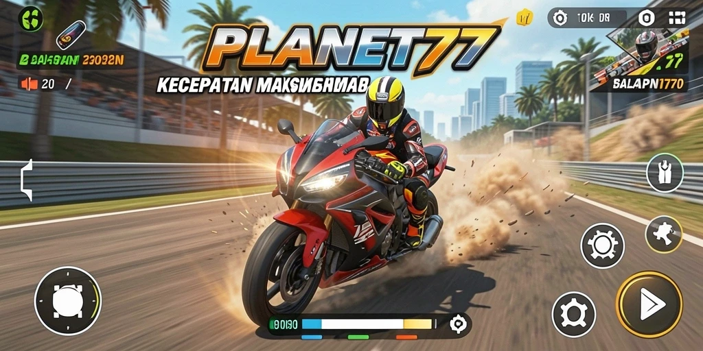 Tampilan aksi seru balapan motor di PLANET77.