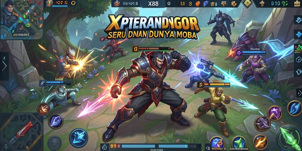Tangkapan layar gameplay X88 memperlihatkan pertarungan tim yang epik.